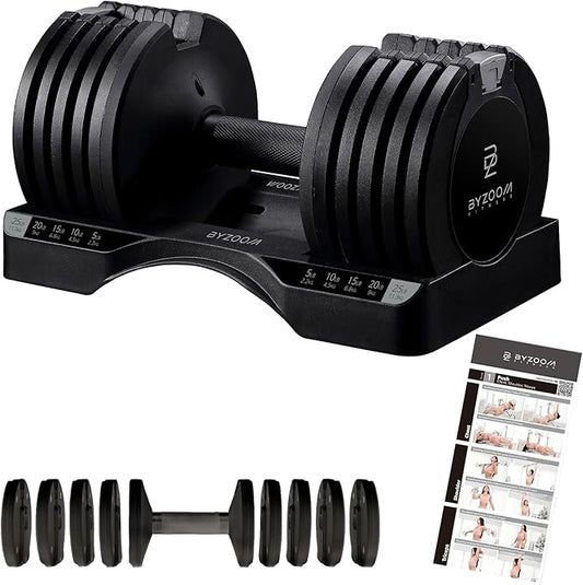 Adjustable Dumbbell – 12.5/25lb Single Unit OR Set of 2 – 5-in-1 Adjustable Weight for Home Gym