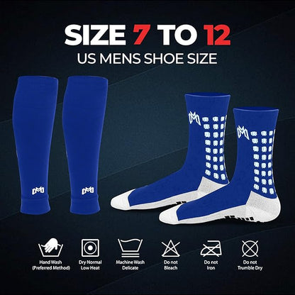 Soccer Grip Socks, Shin Guards, Pre Cut Sock Sleeves, and Guard Straps Bundle Pack - Essential