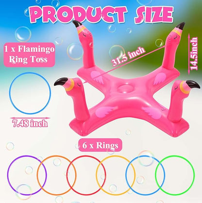 Voiiake Pool Floats Toys Games Set, Inflatable Cross Ring Toss Game Toy with 6pcs Rings for Kids