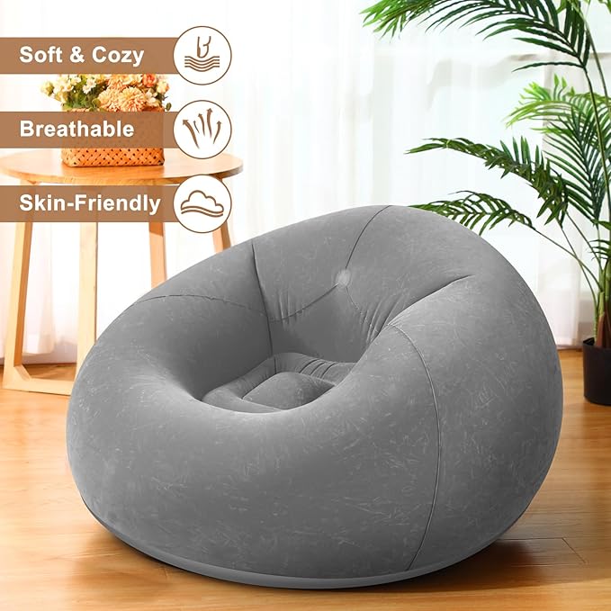 Realspring 6 Pcs Bean Bag Chairs for Adults Inflatable Chairs with Electric Air Pump,Blow up Couch