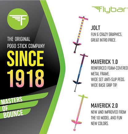 Flybar Foam Maverick Pogo Stick for Kids Ages 5+, Weights 40 to 80 Pounds by The Original Pogo