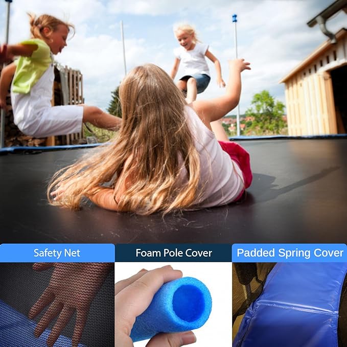 SereneLife 10FT Trampoline Outdoor – Heavy-Duty Backyard Trampoline for Kids and Adults with Wide