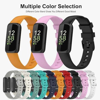 2 Pack Compatible with Fitbit Inspire 3 Bands, 15.4mm Width Soft Silicone Adjustable Sport