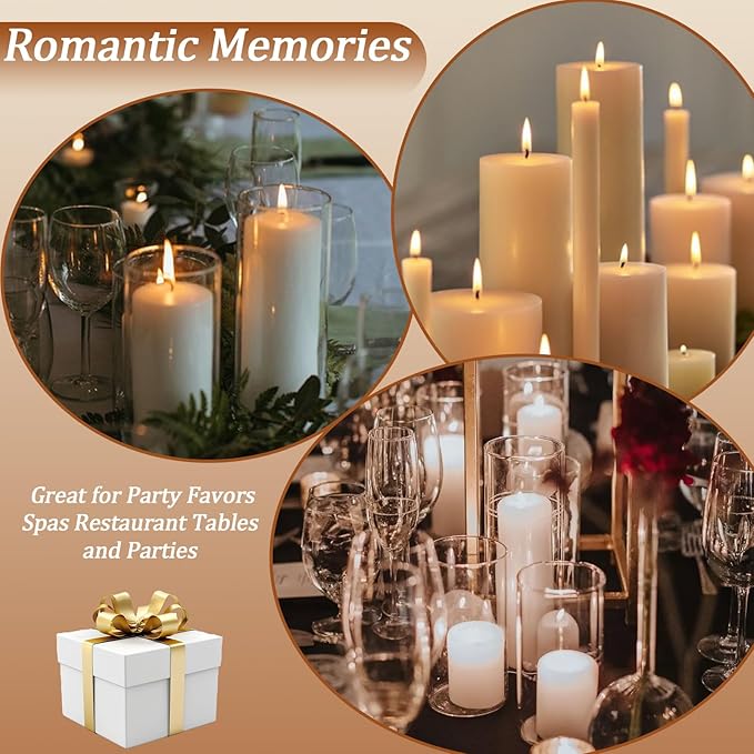 36 Pcs Ivory Pillar Candles Bulk Set，Hurricane Candlesï¼? Different Lengths 2 x 3/4/6 Inch (12