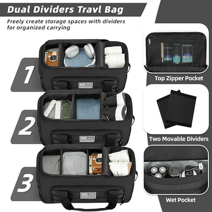 ZOMFELT Tactical Gym Bags for Men, 40L Travel Duffle Bag with Removable Dividers & Innovative Shoe