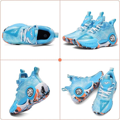 JMFCHI Kids Basketball Shoes High-top Sports Shoes Sneakers Durable Lace-up Non-Slip Running Shoes