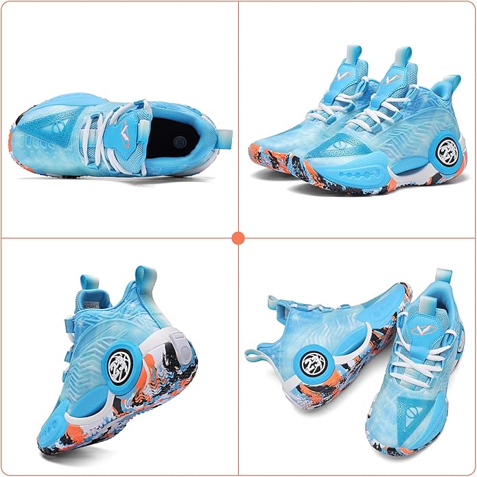 JMFCHI Kids Basketball Shoes High-top Sports Shoes Sneakers Durable Lace-up Non-Slip Running Shoes