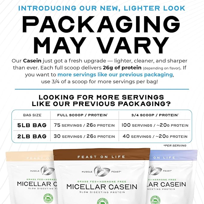 Muscle Feast Grass Fed Micellar Casein Protein Powder, Pasture Raised & Hormone Free, Slow