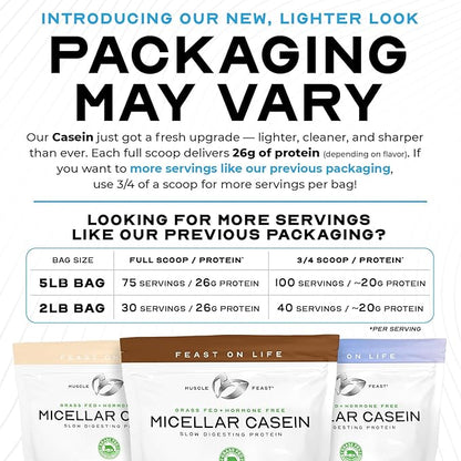 Muscle Feast Grass Fed Micellar Casein Protein Powder, Pasture Raised & Hormone Free, Slow