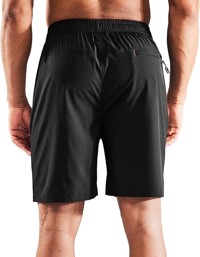 MIER Men's Quick Dry Running Shorts with Zipper Pocket, Elastic Waist Athletic Workout Exercise