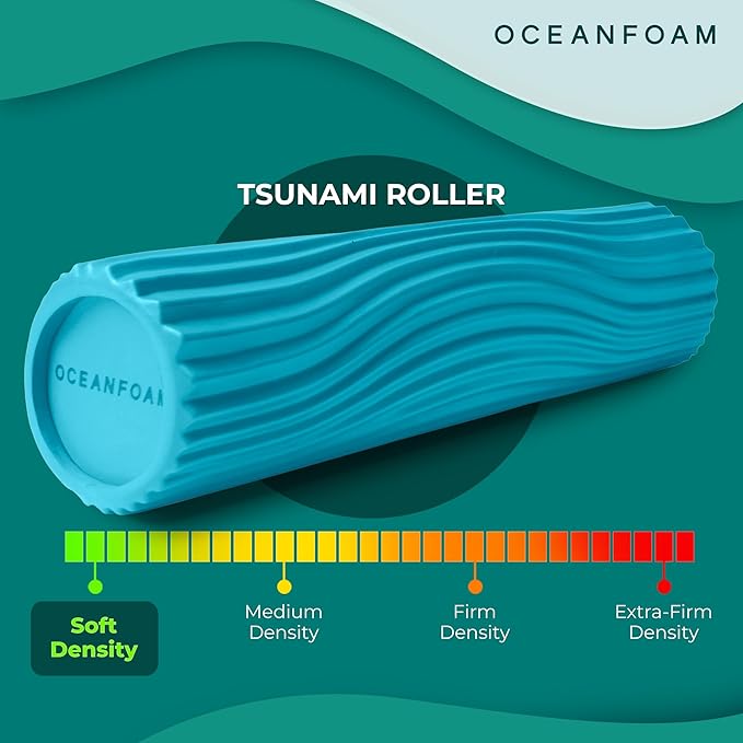 Oceanfoam Tsunami Roller (Miami Blue) - Soft, Textured Foam Roller for Physical Therapy, Back Pain