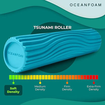 Oceanfoam Tsunami Roller (Miami Blue) - Soft, Textured Foam Roller for Physical Therapy, Back Pain