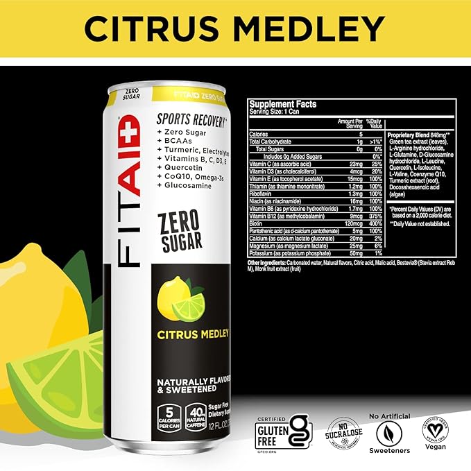 FITAID Post-Workout Recovery Drink Variety Sampler Pack, No Artificial Flavors or Sweeteners, 100%