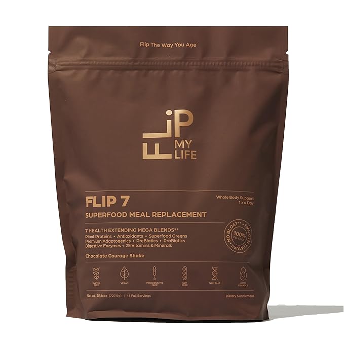 Flip 7 Natural SuperFood, Plant-Based Protein, Complete Meal Replacement to Support Healthy Gut, 7