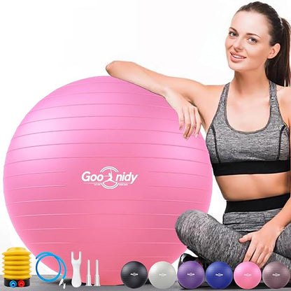 Soft Exercise ball, Anti-Burst Yoga Ball Chair Supports 2200lbs, Workout Equipment w/ Pump for