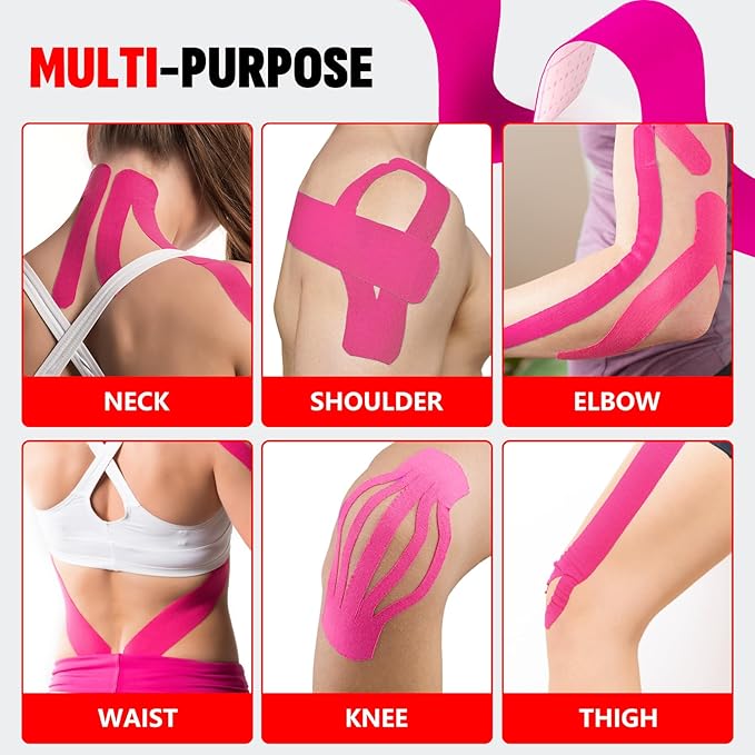 60PCS Precut Kinesiology Tape Strips, 2 inch x 10 inch Athletic Tape, Kinetic Tape, Elastic Muscle