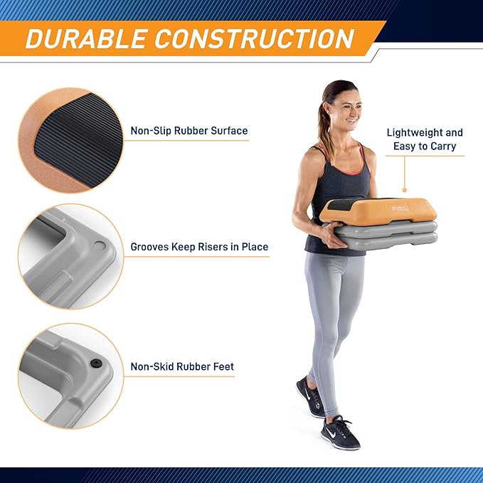 Circuit Fitness by Marcy 16 x 16 inches Adjustable Height Aerobic Step Platform with Adjustable