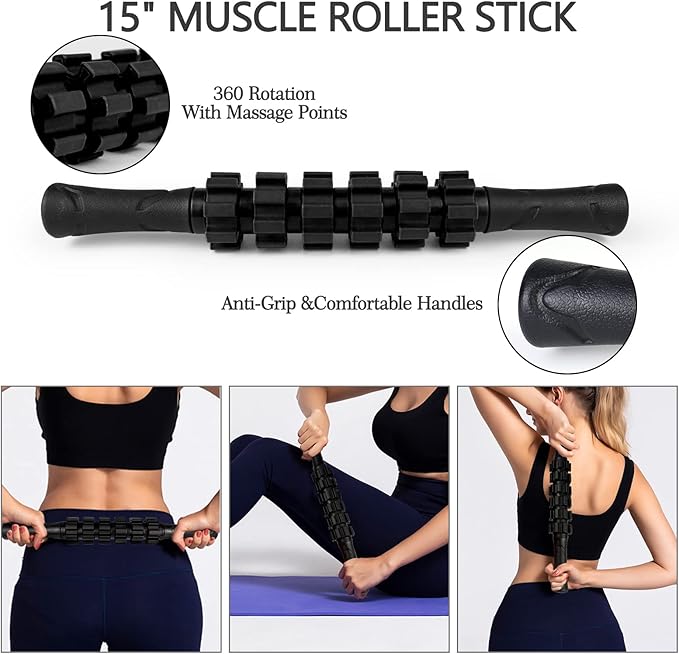 5 in 1 Foam Roller Set High Density Foam Roller Patented, Massage Stick, Massage Ball, Resistance