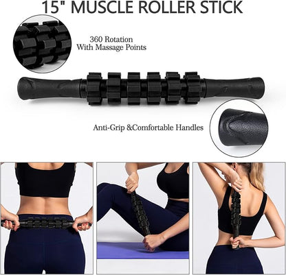5 in 1 Foam Roller Set High Density Foam Roller Patented, Massage Stick, Massage Ball, Resistance