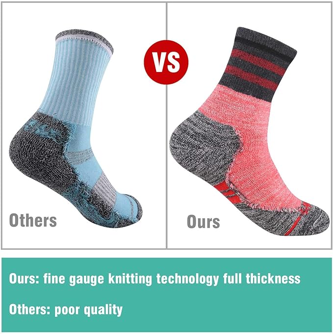 FEIDEER Women's Hiking Walking Socks, Multi-pack Outdoor Recreation Socks Wicking Cushion Crew Socks