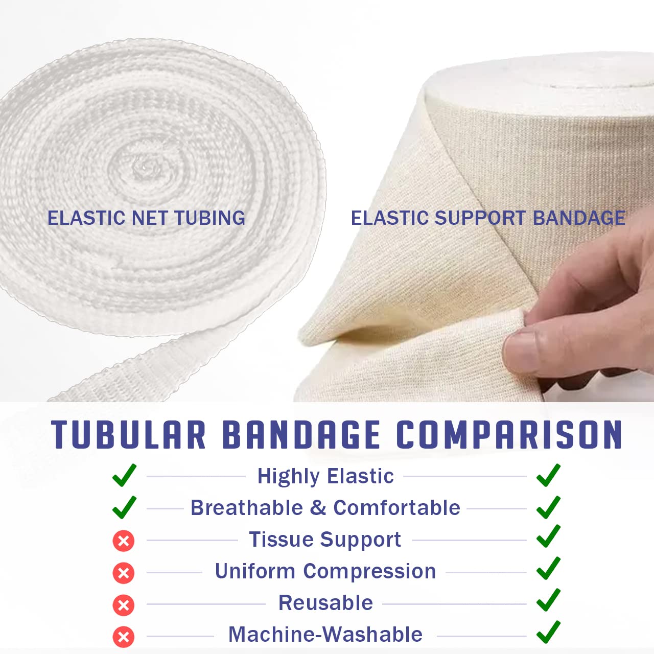 EVERLIT Elasticated Tubular Support Bandage | Stockinette Tubing for Large Arm, Knees, Legs | Light
