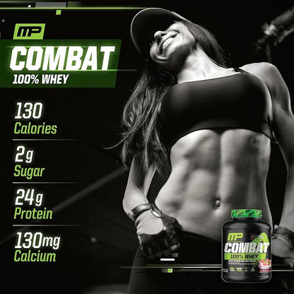 MusclePharm Combat 100% Whey Protein Powder, Strawberry Cream Flavor, Fast Recovery & Muscle Gain