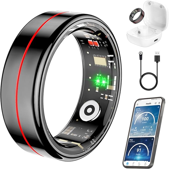 Fit Ring, Smart Health Rings for Women Men with Heart Rate,Blood Oxygen,HRV,Stress Level, Sleep