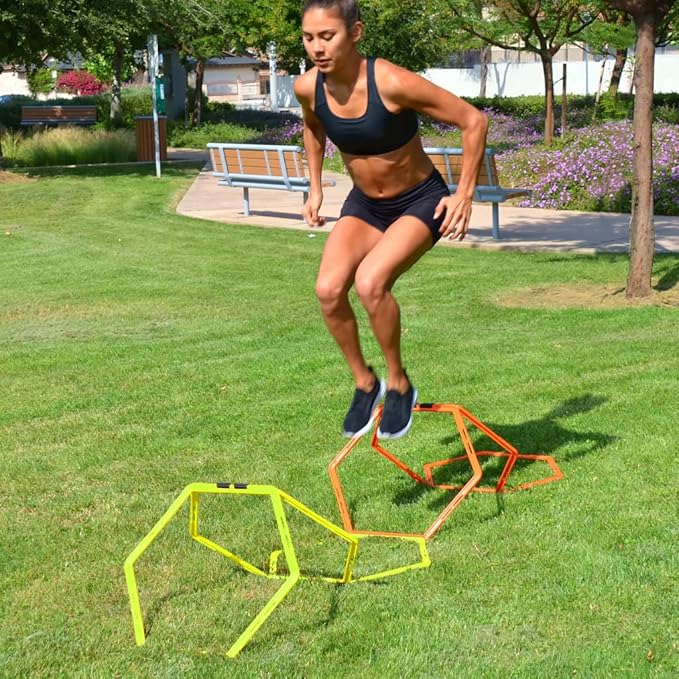 Hex Agility Rings for Speed Training & Agility Footwork Training Speed Hurdles Ladder with Carrying