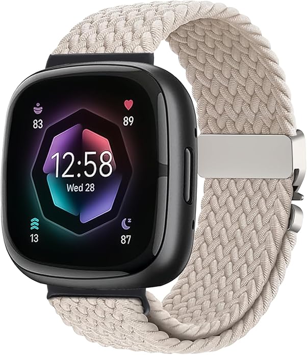 Braided Stretchy Band for Fitbit Versa 4/Versa 3/Sense 2/Sense Watch Band Women Men,Parachute-style