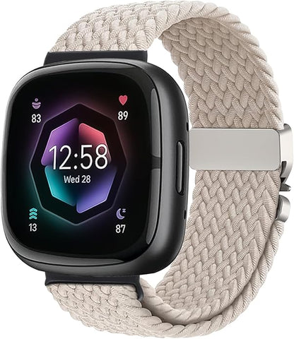 Braided Stretchy Band for Fitbit Versa 4/Versa 3/Sense 2/Sense Watch Band Women Men,Parachute-style