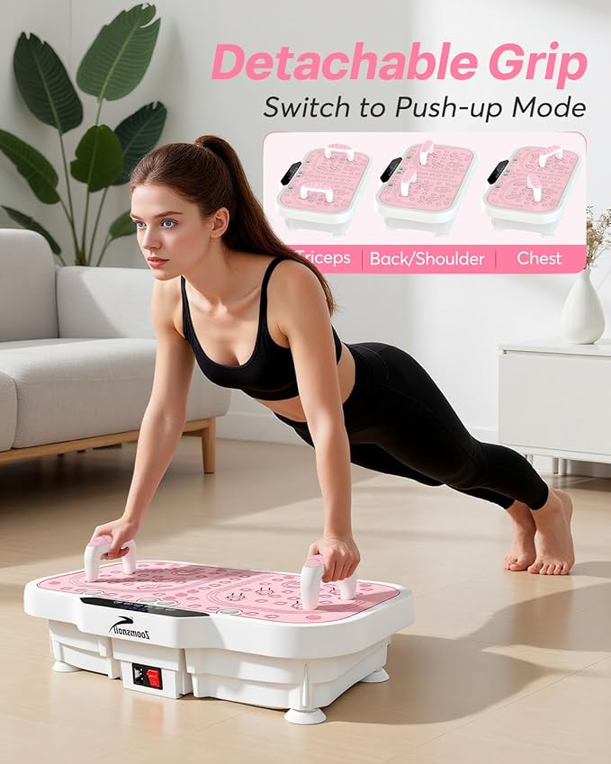 Vibration Plate Exercise Machine, 8000 Vibrations/min Adjustable Fitness Platform, 400 Lbs Capacity