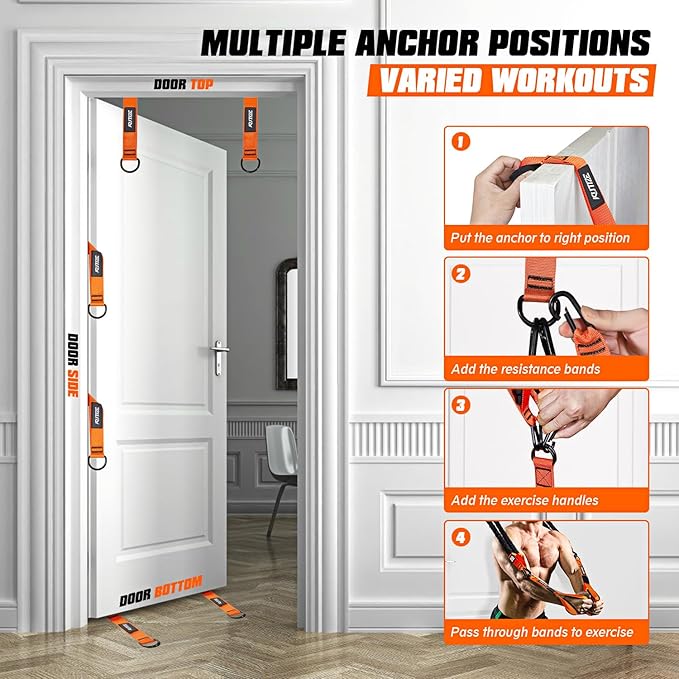 Resistance Bands, Exercise Bands with Handles, Door Anchor, Heavy-Duty Tricep Workout Equipment for