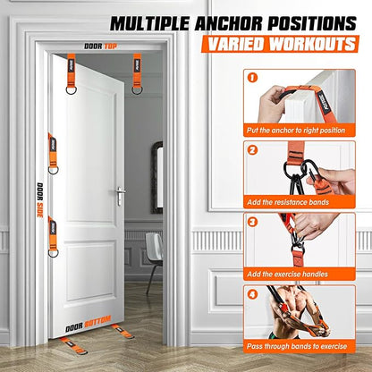 Resistance Bands, Exercise Bands with Handles, Door Anchor, Heavy-Duty Tricep Workout Equipment for
