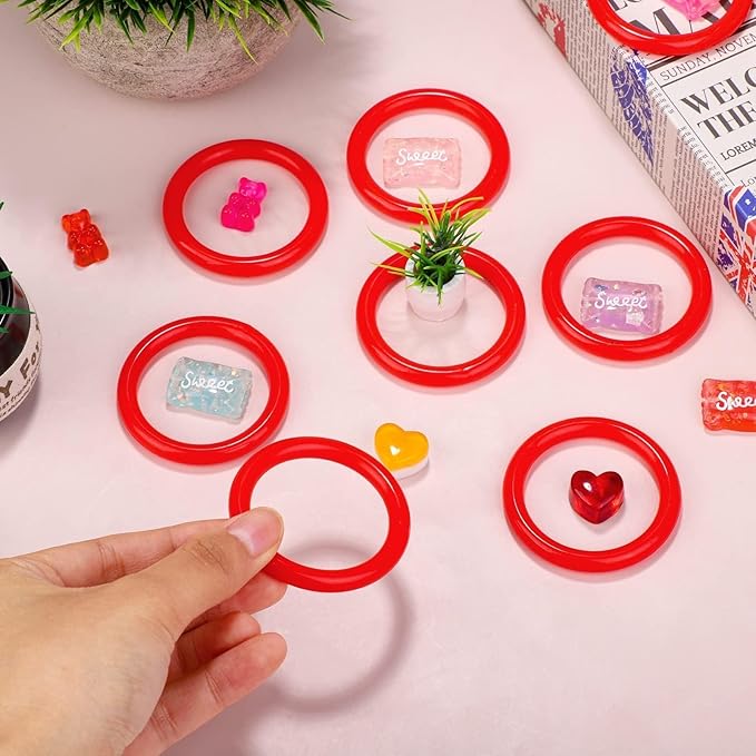 Aodaer 60 Pack Ring Toss Rings Plastic Carnival Rings 2.1 Inch for Carnival Party Favors Bottles