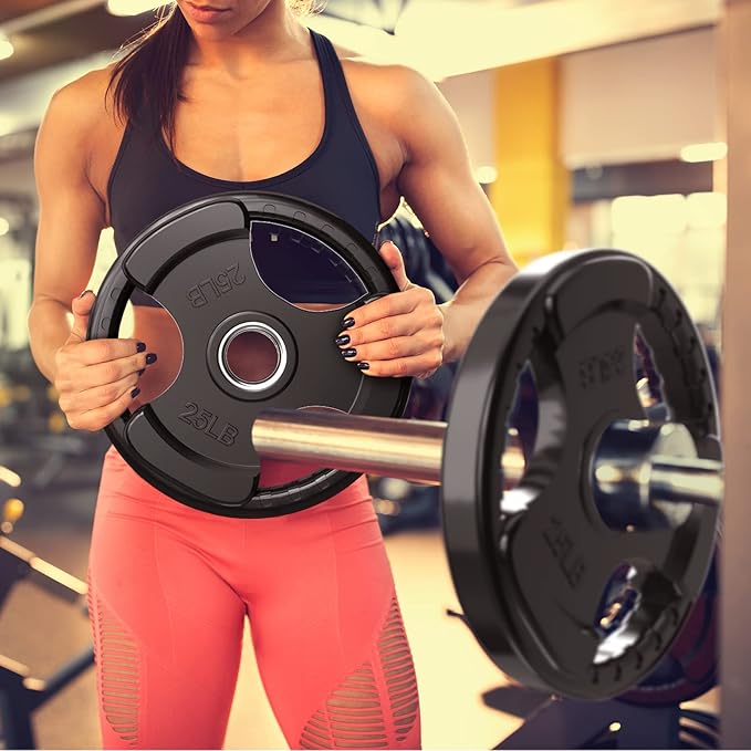 RitFit Olympic Rubber Grip Plates for Barbell, 2-Inch Weight Plates for Weightlifting and Strength