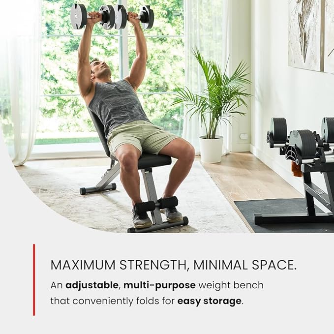 Finer Form 5-in-1 Weight Bench, Adjustable & Foldable for Bench Press, Strength Training and Full