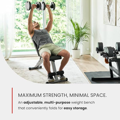 Finer Form 5-in-1 Weight Bench, Adjustable & Foldable for Bench Press, Strength Training and Full