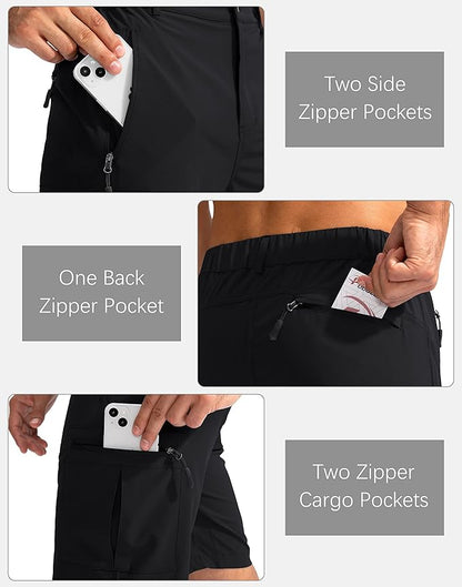 Pudolla Men's Hiking Cargo Shorts 9" Lightweight Outdoor Work Shorts for Men Travel Golf Camping