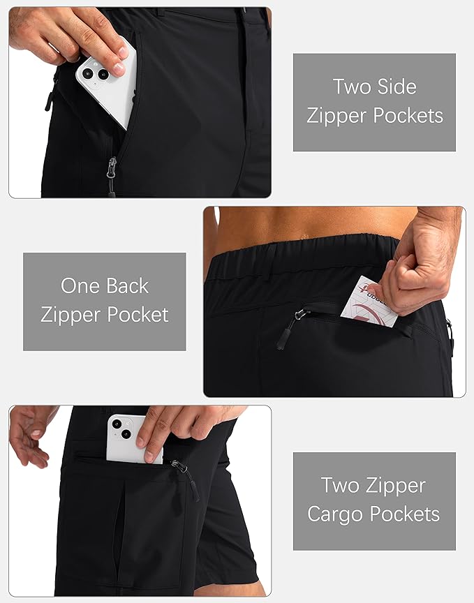 Pudolla Men's Hiking Cargo Shorts 9" Lightweight Outdoor Work Shorts for Men Travel Golf Camping