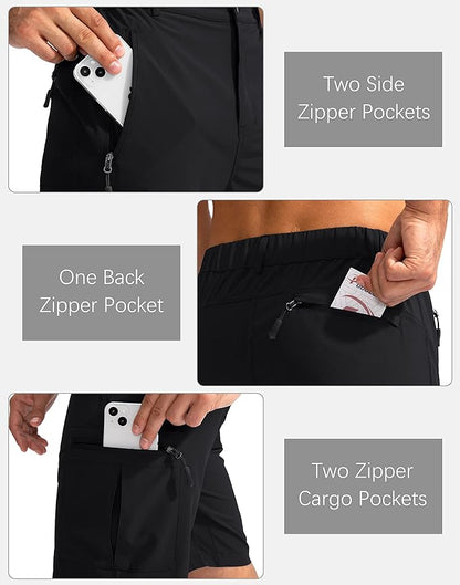 Pudolla Men's Hiking Cargo Shorts 9" Lightweight Outdoor Work Shorts for Men Travel Golf Camping