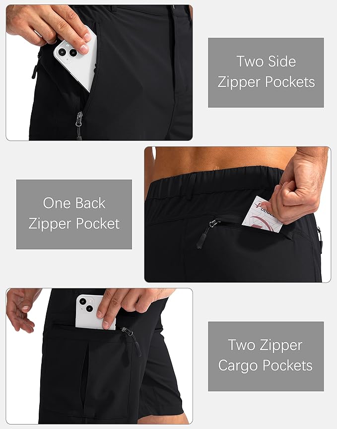 Pudolla Men's Hiking Cargo Shorts 9" Lightweight Outdoor Work Shorts for Men Travel Golf Camping