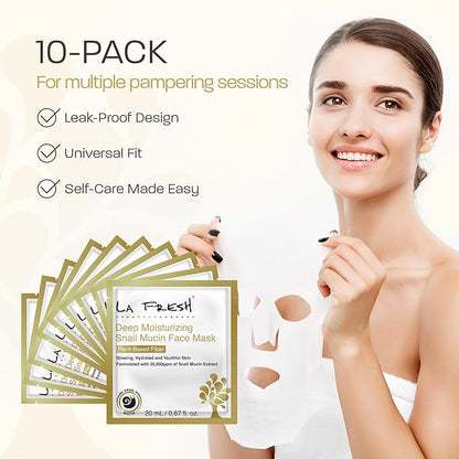 La Fresh Deep Moisturizing Snail Mucin Sheet Mask, Glow, and Hydration Face Mask with Snail Mucin