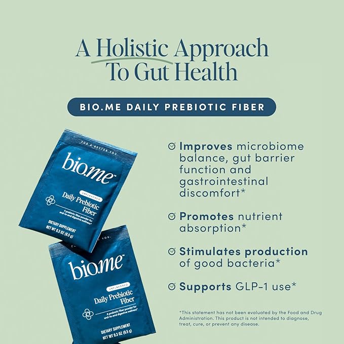 Daily Prebiotic Fiber Powder Unflavored - 20 Travel Packs, 7g Per Serving - Soluble & Insoluble