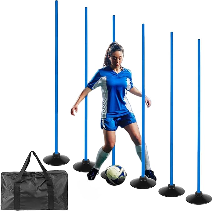 6 Pcs 5FT Adjustable Agility Training Poles for Soccer,Basketball, Football, Horse,Dog-Speed and