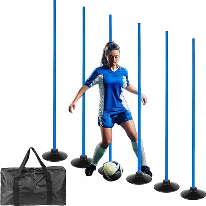 6 Pcs 5FT Adjustable Agility Training Poles for Soccer,Basketball, Football, Horse,Dog-Speed and
