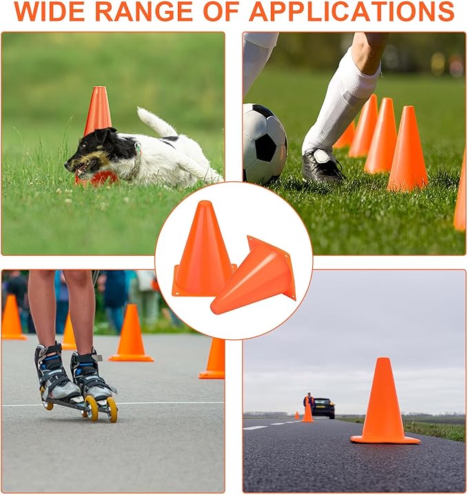 40 Pack Plastic Traffic Cone 7 Inch Small Orange Cones for Sports Soccer Cones Bike Obstacle