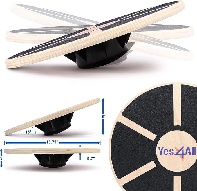 Yes4All Versatile Wooden Wobble Balance Board, Balance Trainer for Mobility Training, Standing