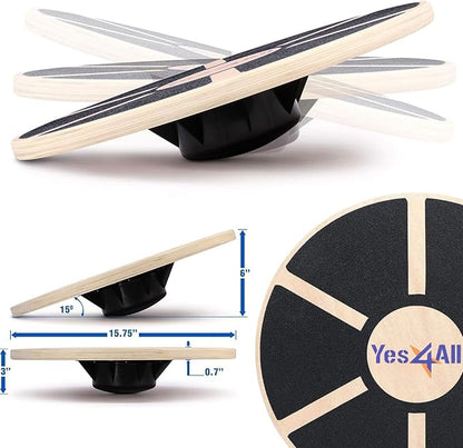 Yes4All Versatile Wooden Wobble Balance Board, Balance Trainer for Mobility Training, Standing
