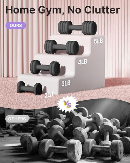 YOTTOY Adjustable Dumbbell Set of 2, 4-in-1 Hand Weights for Women at Home, Compact Free Weights