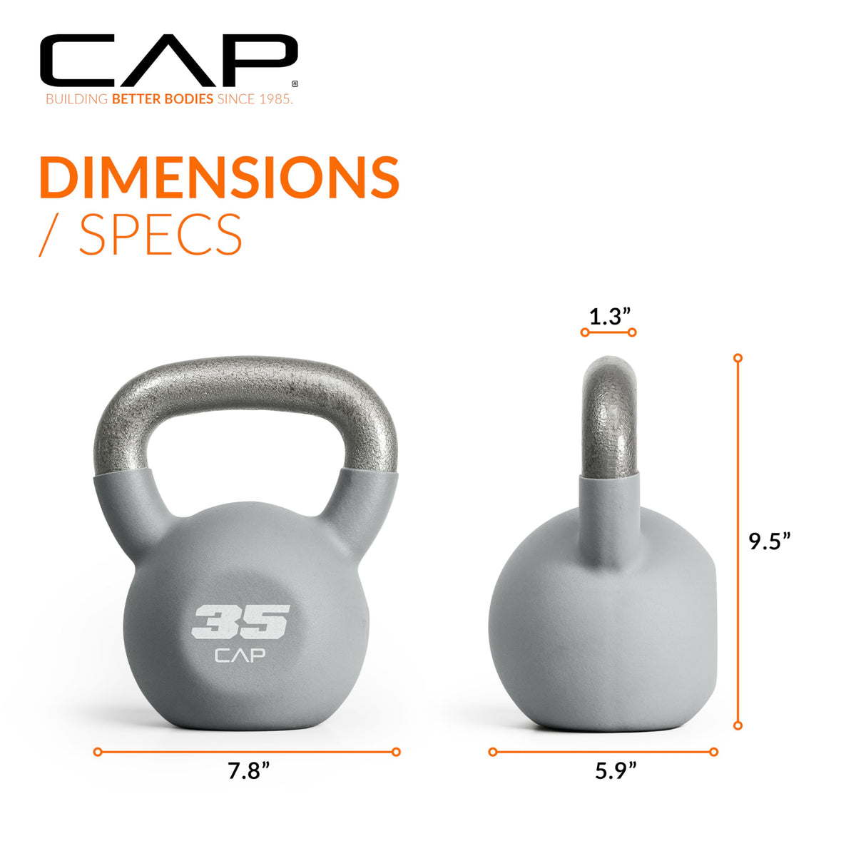CAP Barbell 35 LB Neoprene Coated Cast Iron Kettlebell - Gray